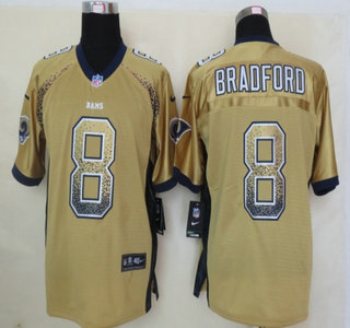 Nike St. Louis Rams #8 Sam Bradford Drift Fashion Gold Elite Jersey