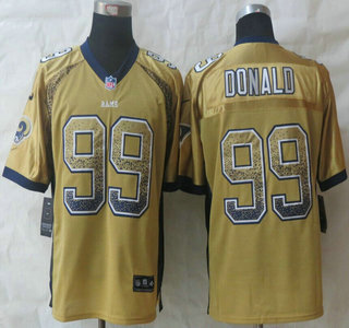 Nike St Louis Rams #99 Aaron Donald Drift Fashion Gold Elite Jersey