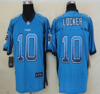 Nike Tennessee Titans #10 Jake Locker Drift Fashion Blue Elite Jersey