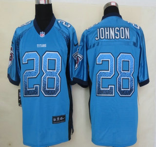 Nike Tennessee Titans #28 Chris Johnson Drift Fashion Blue Elite Jersey