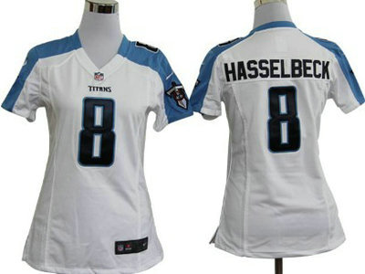 Nike Tennessee Titans 8 Matt Hasselbeck White Game Womens Team Jersey