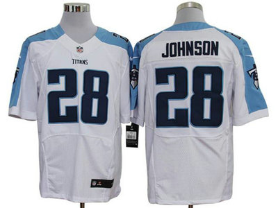 Nike Tennessee Titans 28 Chris Johnson White 2012 Nike NFL Elite Jersey