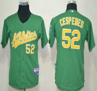 Oakland Athletics #52 Yoenis Cespedes Green Kids Jersey