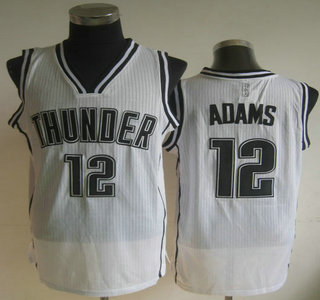 Oklahoma City Thunder #12 Steven Adams White Revolution 30 Authentic Jersey Black Number