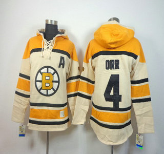 Old Time Hockey Boston Bruins #4 Bobby Orr Cream Hoody
