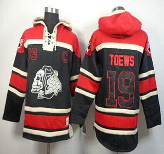 Old Time Hockey Chicago Blackhawks #19 Jonathan Toews Black Ice Skulls Hoody