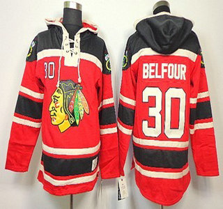Old Time Hockey Chicago Blackhawks #30 Ed Belfour Red Hoody