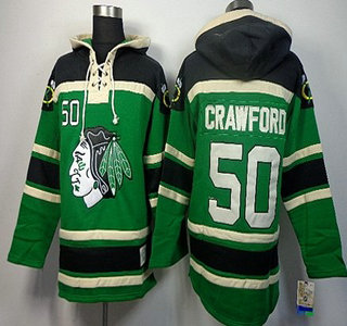 Old Time Hockey Chicago Blackhawks #50 Corey Crawford Green Hoody