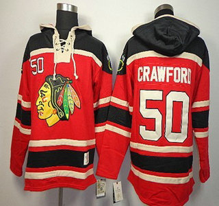 Old Time Hockey Chicago Blackhawks #50 Corey Crawford Red Hoody