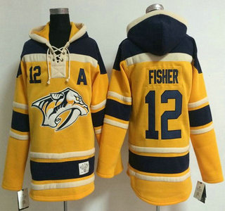 Old Time Hockey Nashville Predators #12 Mike Fisher Yellow Hoody