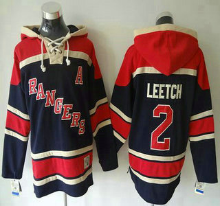 Old Time Hockey New York Rangers #2 Brian Leetch Navy Blue Hoody