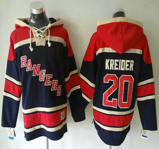 Old Time Hockey New York Rangers #20 Chris Kreider Navy Blue Hoody
