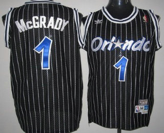 Orlando Magic #1 Tracy McGrady Black Hardwood Classics Soul Swingman Throwback Jersey