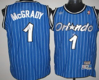 Orlando Magic #1 Tracy McGrady Blue Hardwood Classics Soul Swingman Throwback Jersey