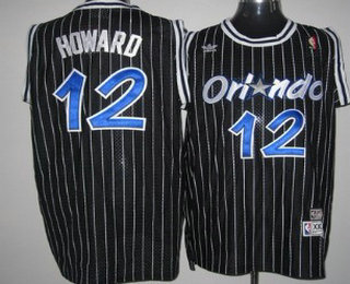 Orlando Magic #12 Dwight Howard Black Hardwood Classics Soul Swingman Throwback Jersey