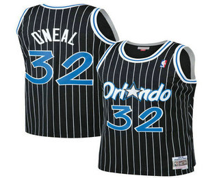 Orlando Magic #32 Shaquille O'neal 1994-95 Black Hardwood Classics Soul Swingman Throwback Jersey