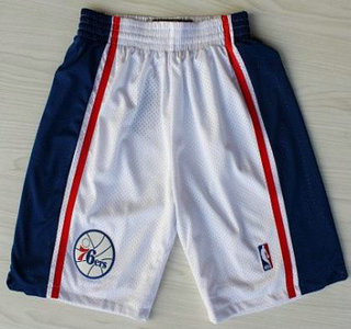 Philadelphia 76ers White 10th Throwback NBA Shorts