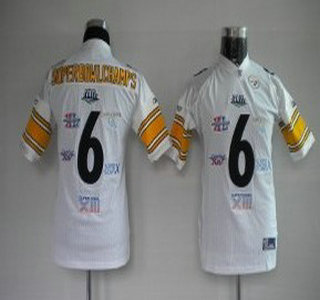 Pittsburgh Steelers #6 Super Bowl Champs White Youth Jersey