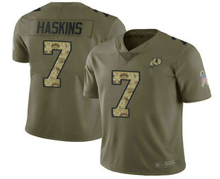 Redskins #7 Dwayne Haskins Olive Camo Youth Stitched Football Limited 2017 Salute to Service Jersey