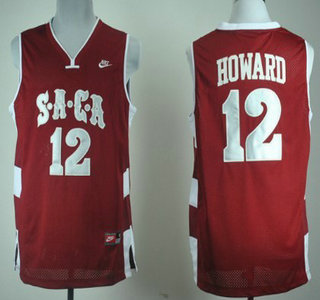 SACA High School #12 Dwight Howard Red Basketball Jersey