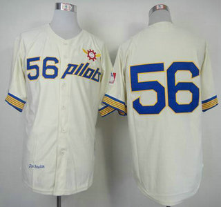 Men's Seattle Pilots #56 Jim Bouton 1969 Cream Mitchell & Ness Throwback Jersey