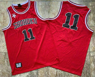 Slam Dunk Shohoku Away #11 Rukawa Kaede Red Stitched AU Jersey