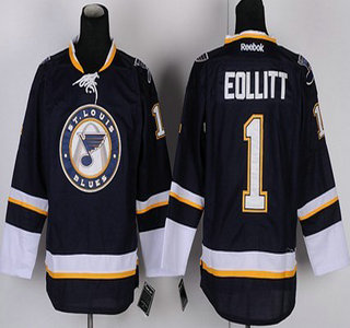 St. Louis Blues #1 Brian Elliott Dark Blue Third Jersey
