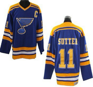 St. Louis Blues #11 Brian Sutter Blue Throwback CCM Jersey