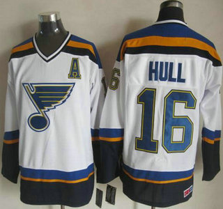 St. Louis Blues #16 Brett Hull 2014 White Throwback CCM Jersey