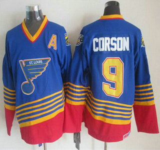 St. Louis Blues #9 Shayne Corson 1995 Blue Throwback CCM Jersey