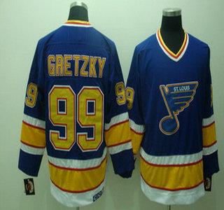 St. Louis Blues #99 Wayne Gretzky Blue Throwback CCM Jersey