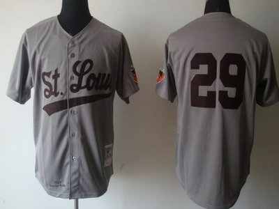 St. Louis Browns 29 Satchel Paige Gray Throwback Jersey