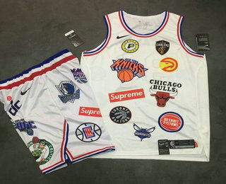 Supreme Nike 18ss NBA Teams White Jersey With Shorts