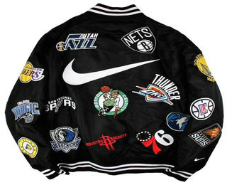 Supreme x Nike x NBA Logos Black Stitched Basketball Hoodie