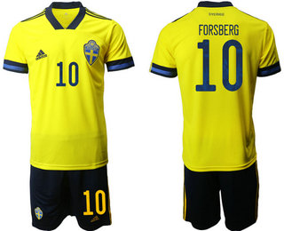 Sweden 10 FORSBERG Home UEFA Euro 2020 Soccer Jersey