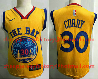 Toddler Golden State Warriors #30 Stephen Curry Yellow Nike Swingman Stitched NBA Jersey