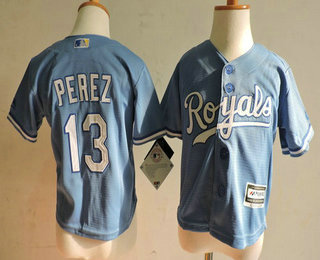 Toddler Kansas City Royals #13 Salvador Perez Light Blue MLB Baseball Jersey