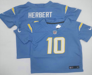 Toddler Los Angeles Chargers #10 Justin Herbert Light Blue Vapor Untouchable Stitched Nike Limited Jersey
