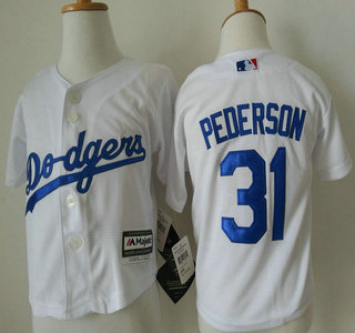Toddler Los Angeles Dodgers #31 Joc Pederson Home White 2015 MLB Cool Base Jersey