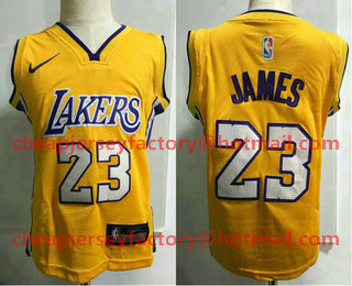 Toddler Los Angeles Lakers #23 LeBron James Yellow Nike Swingman Stitched NBA Jersey