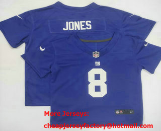 Toddler New York Giants #8 Daniel Jones Royal Blue Vapor Limited Stitched Jersey