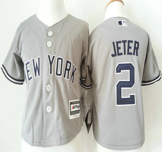 Toddler New York Yankees #2 Derek Jeter Gray Retired Player 2015 MLB Cool Base Jersey
