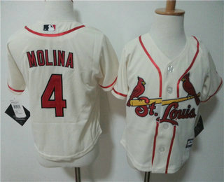 Toddler St. Louis Cardinals #4 Yadier Molina Cream MLB Baseball Jersey