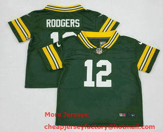 Toddlers Green Bay Packers #12 Aaron Rodgers Green 2022 Vapor Untouchable Stitched NFL Nike Limited Jersey