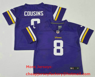 Toddlers Minnesota Vikings #8 Kirk Cousins Purple 2020 Color Rush Stitched NFL Nike Limited Jersey