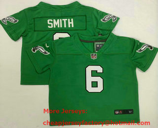 Toddlers Philadelphia Eagles #6 DeVonta Smith Green 2023 Vapor Limited Throwback Jersey