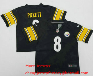 Toddlers Pittsburgh Steelers #8 Kenny Pickett Black 2022 Vapor Untouchable Stitched NFL Nike Throwback Limited Jersey