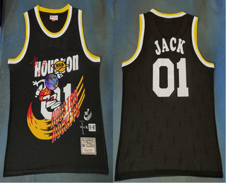 Travis Scott X Br X Mn Houston Rockets #01 Jack Red Basketball Swingman