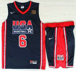 USA Basketball 1992 Olympic Dream Team  #6 Patrick Ewing Blue Jerseys & Shorts