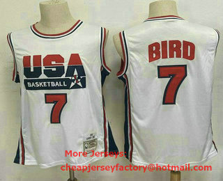 USA Basketball 1992 Olympic Dream Team #7 Larry Bird 1992 White Hardwood Classics Soul Swingman Throwback Jersey